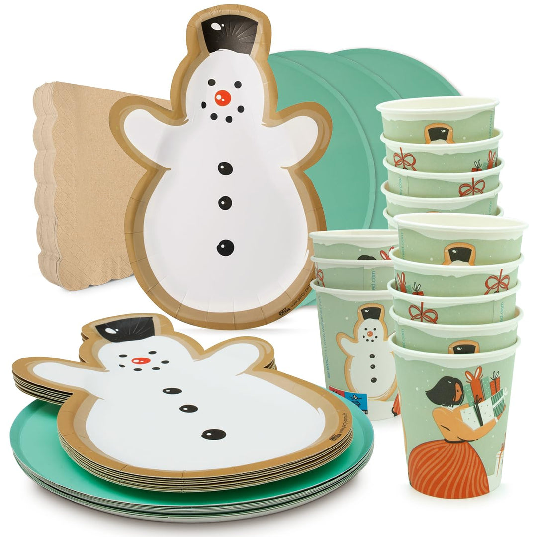 PARTY PARTY 64 Teile Weihnachten Party Set, PARTYGESCHIRR Partybecher, Pappteller, Servietten, Schne