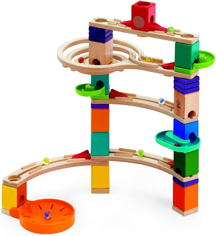 Hape E6020 Medium Set Quadrilla, Kugelbahn mit 44 Bauteilen aus Holz und 50 Murmeln, ab 4 Jahren & E