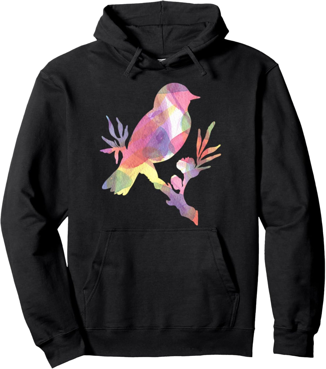 Aquarell Vogel Siiting Baum Vogelbeobachtung Kunst Vogel Pullover Hoodie