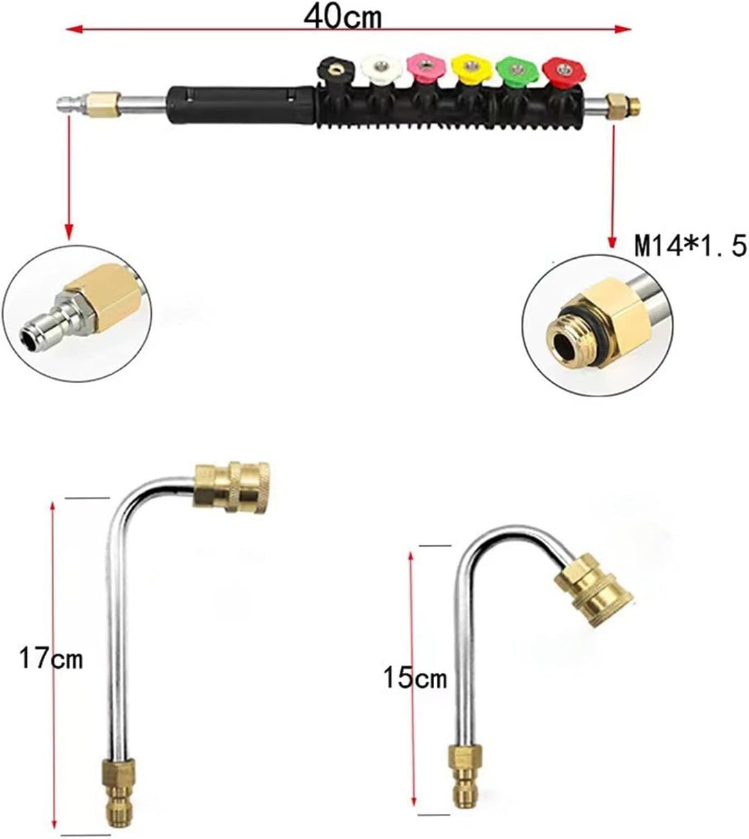 10 Pack Hochdruckreiniger Verlängerungsrohr mit 6 Düsen, 1/4" Schnellkupplung Verlängerungsstab, Ede