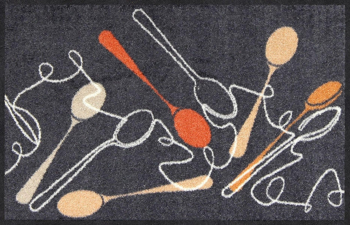 Salonloewe Fussmatte Spoon Dance Grey-apricot 045x070 cm Fussabtreter Sauberlaufmatte draussen Fussm
