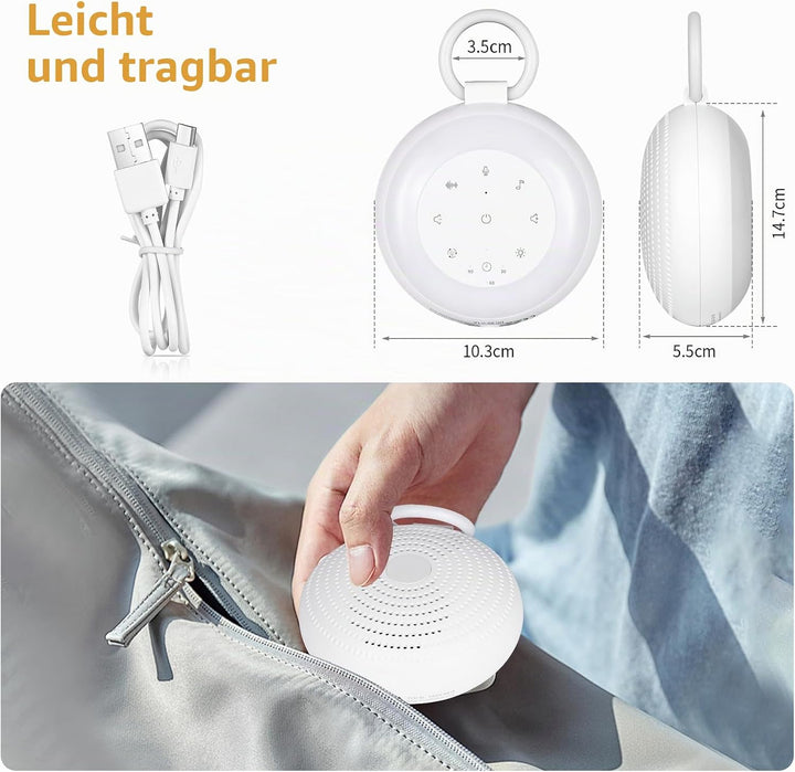 White Noise Machine Baby, GuKKK Tragbare Einschlafhilfe Babys mit Weissem Rauschen&amp;Beruhigende Kläng