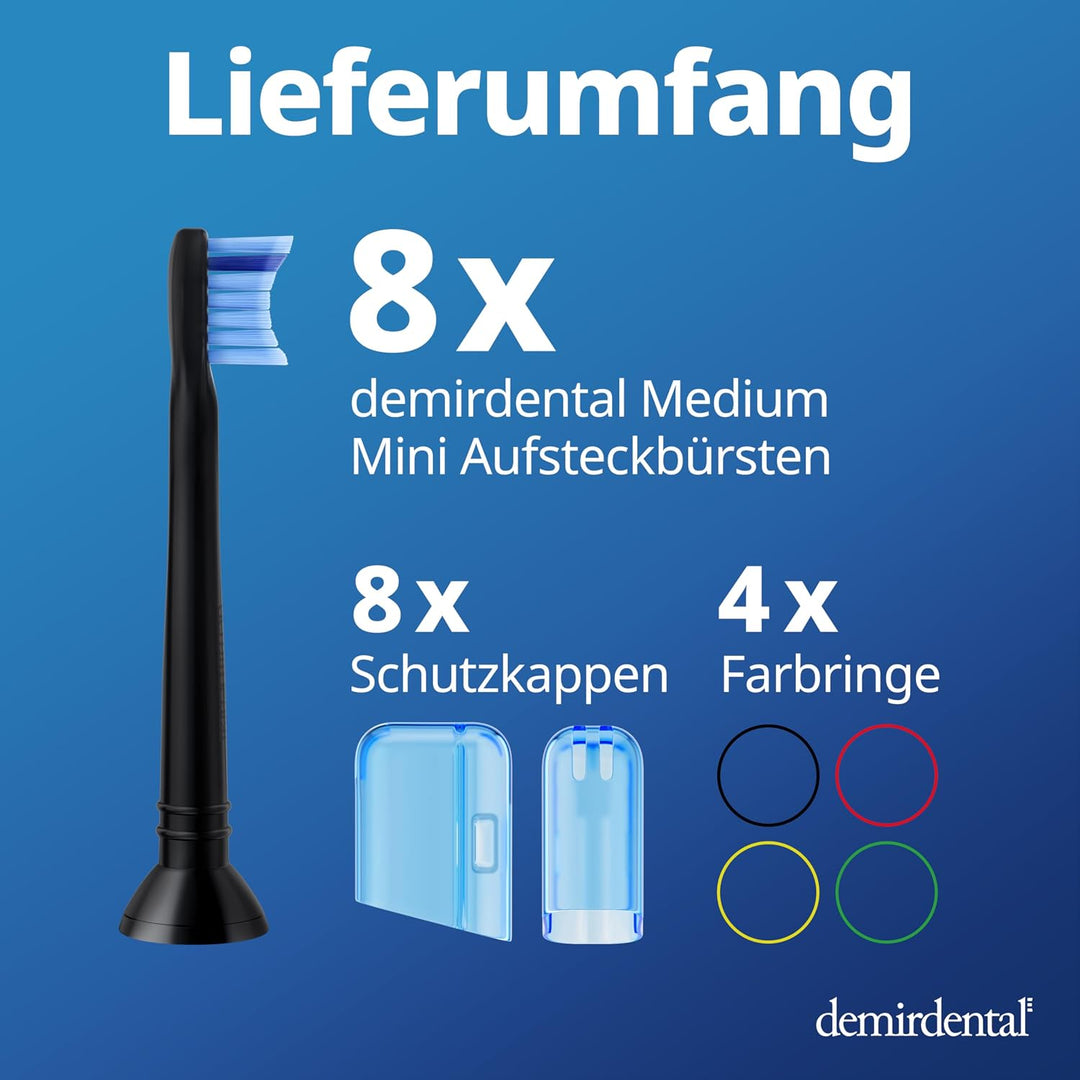 8er demirdental Ersatzbürsten passend für Philips Sonicare, Mini Aufsätze & Aufsteckbürsten, Medium