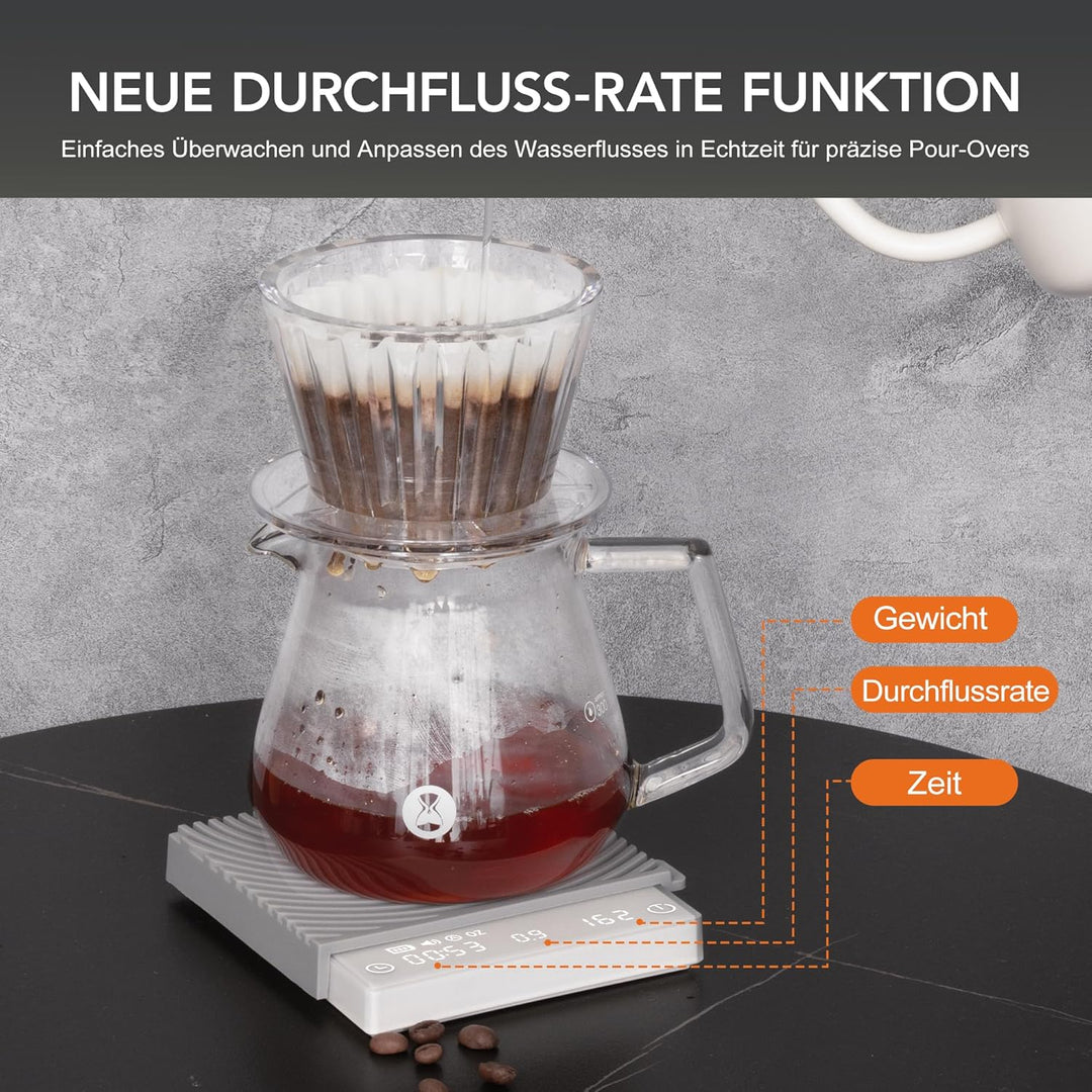 Black Mirror Mini TIMEMORE, Espresso-Waage mit Durchflussfunktions, tragbare Kaffeewaage, 2 kg/0,1 g