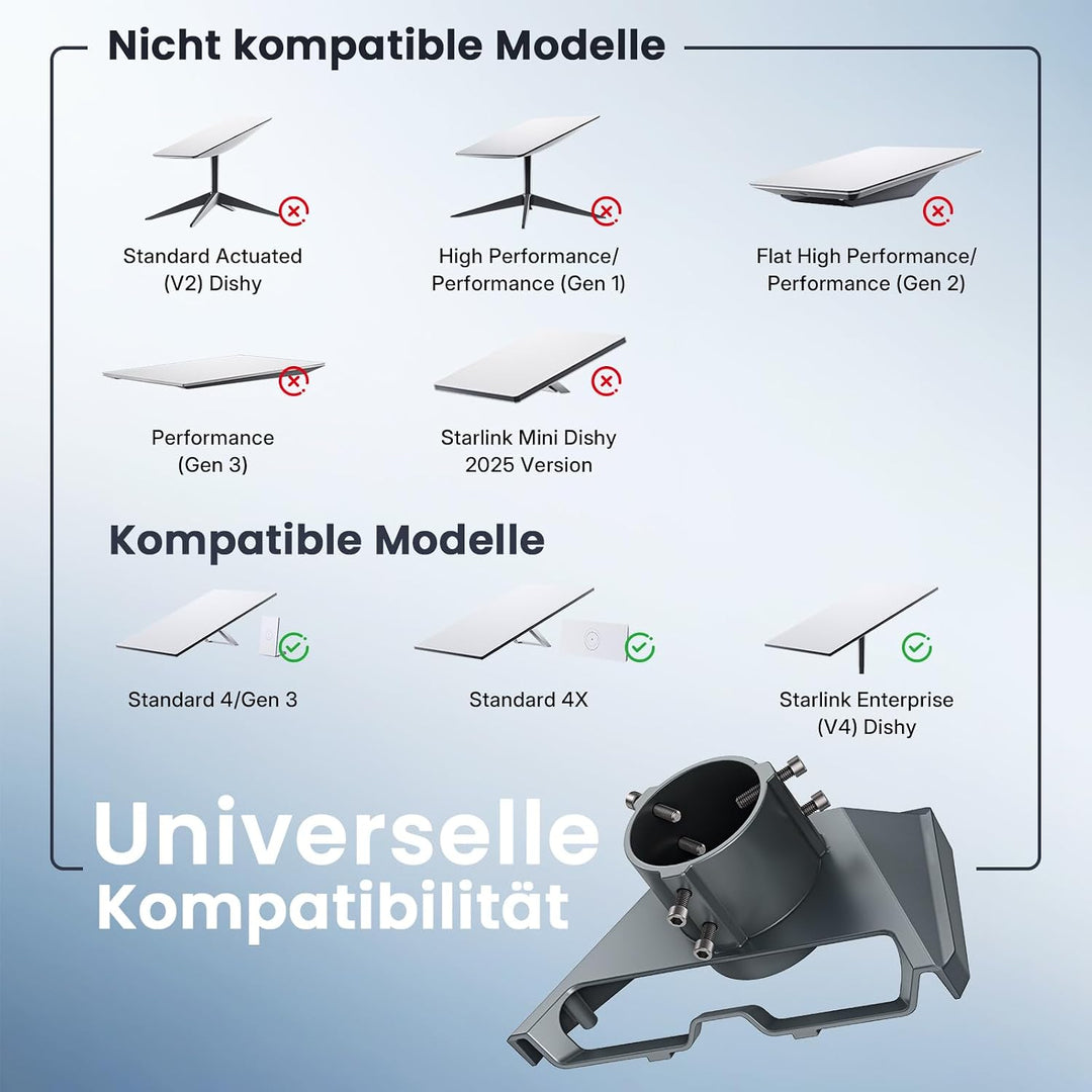 Starlink Stangenhalterung, Premium-Aluminiumlegierung, Starlink Pole Mount Gen 3, Starlink Gen 3 Mou