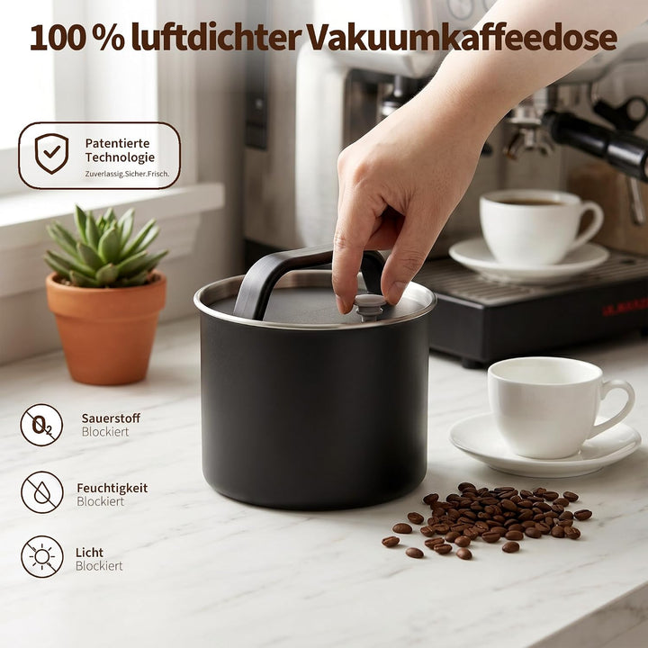 HAUSPROFI Kaffeedose Luftdicht für 500g Kaffeebohnen, Kaffeebohnen Behälter mit Kaffeeportionierlöff