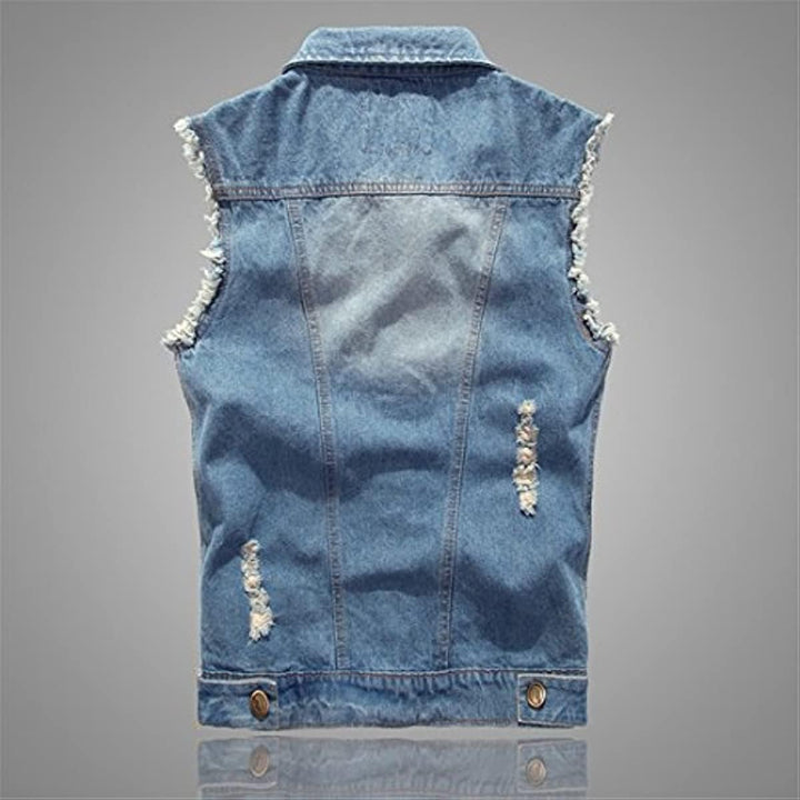 MERCIY Herren Beiläufiger Denim Weste Jacke Klassische ärmel Dünne Jacken L Hellblau, L Hellblau