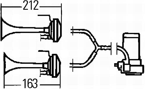 HELLA - Fanfare - 24V - 118dB(A) - Frequenzbereich: 780/840Hz - Fanfare Zweiklang - elektrisch-pneum