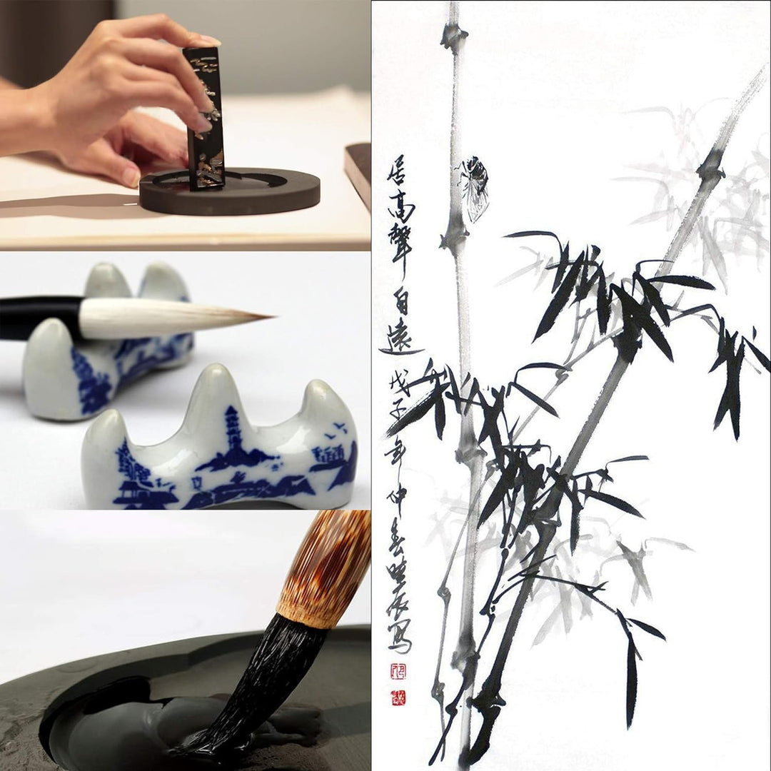 WDEC 10-teilig Chinesischer Kalligraphie Pinsel Set, Chinesisch, Künstlerbedarf, Malerei Inkstone mi