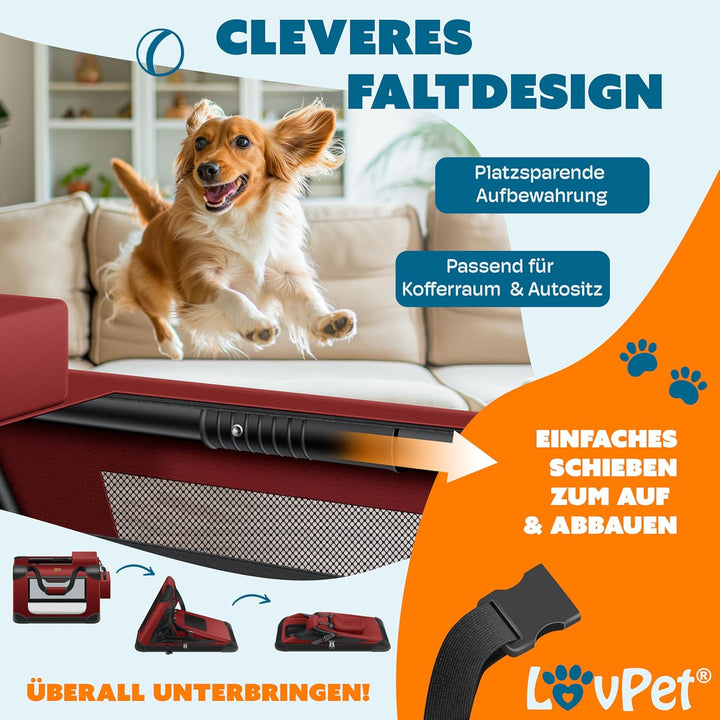 Lovpet® Transportbox Hund Katze Transporttasche M 60x42x42cm | Hunde-Tragetasche Faltbare Katzentasc