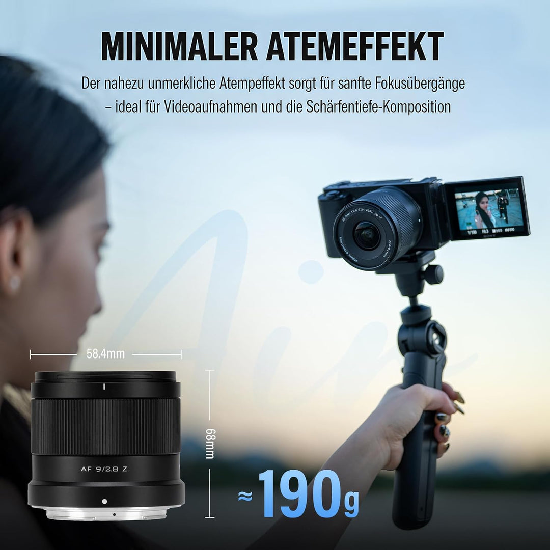 VILTROX 9mm F2.8 Z Air AF Objektiv für Nikon Z-Mount,APS-C Ultraweitwinkel | Autofokus Prime Objekti