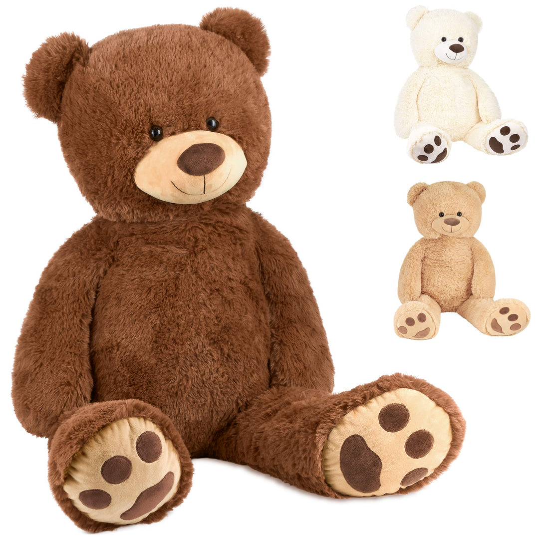 BRUBAKER XXL Teddybär 100 cm gross - Braun - Stofftier Plüschtier Kuscheltier, Braun