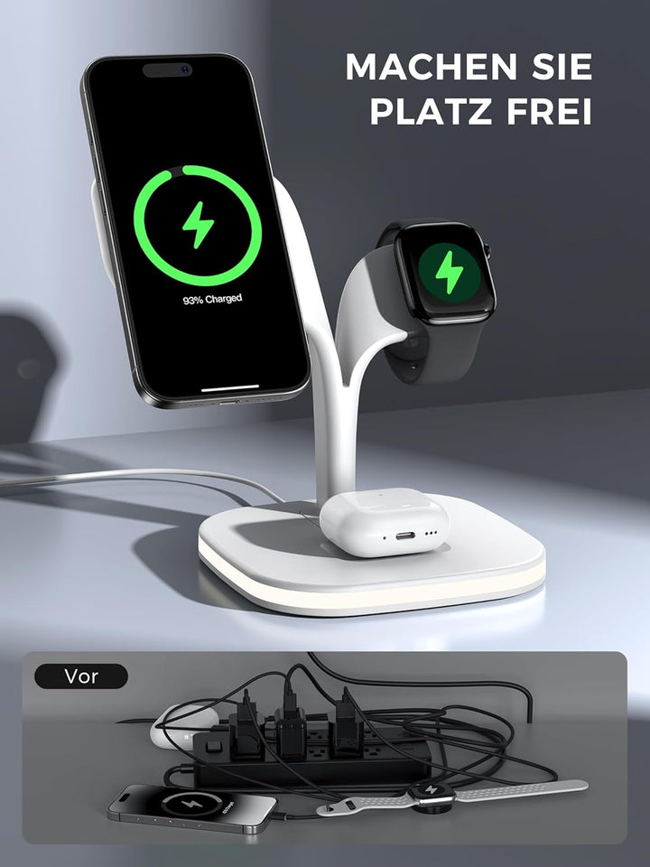 3 in 1 Ladestation für Apple Watch und iPhone mit Magsafe Ladegerät Magnetisch für iPhone 17 Air 16