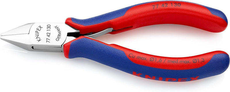 Knipex Elektronik-Seitenschneider mit Mehrkomponenten-Hüllen 130 mm 77 42 130 spitzer Kopf, ohne Fac