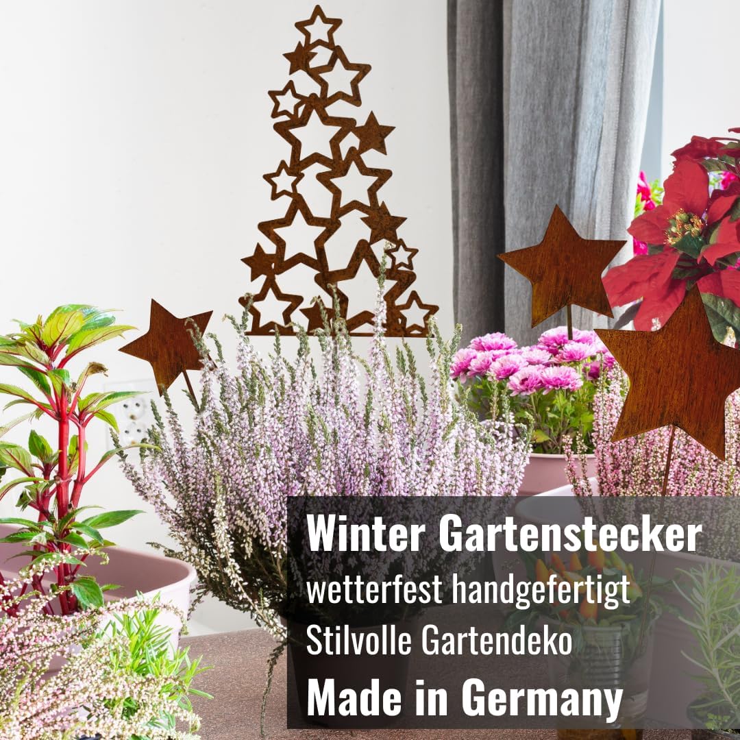 Terma Stahldesign Gartenstecker Rost 4er Set Sternenbaum mit Sterne Made in Germany Outdoor rost dek
