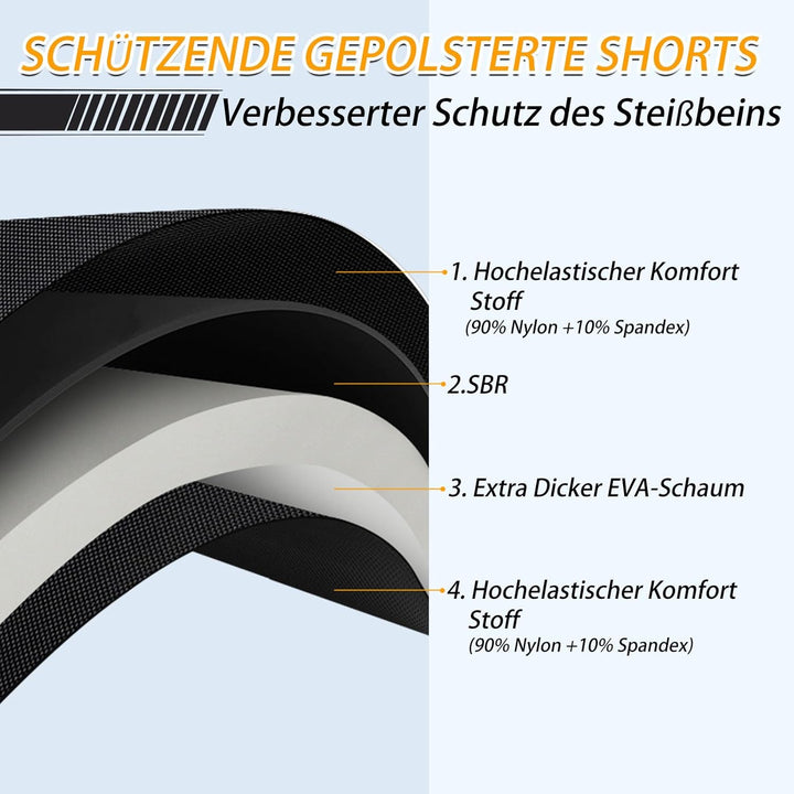 Cienfy 3D hüftschutz Eva protektorenhose gepolsterter Shorts impakthose steissbeinpad für Skifahren
