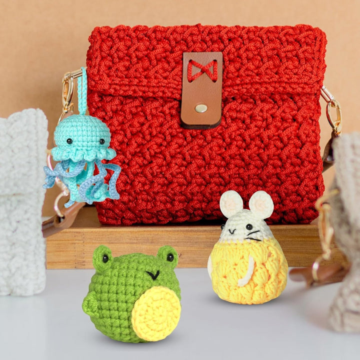 Jodimitty Häkelset Tiere Häkeln für Anfänger Erwachsene 3 Stück (Quallen & Hamster & Frosch) All-in-