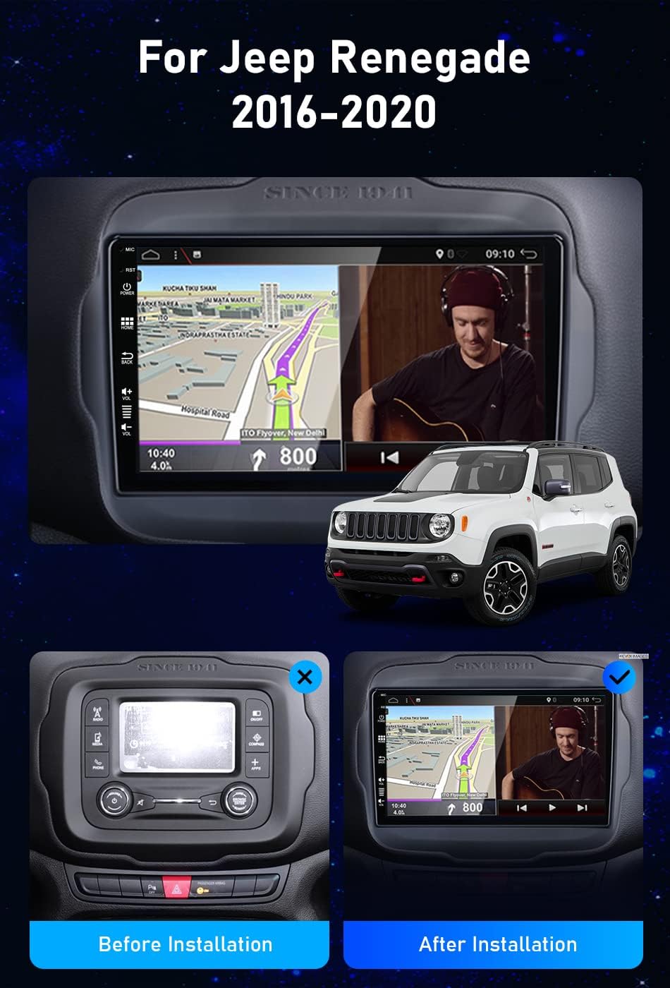 JOYX Android 12 Autoradio Passt für Jeep Renegade (2015-2018) - Rückfahrkamera KOSTENLOS - [2G+32G]