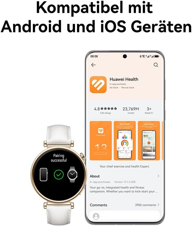 HUAWEI Watch GT 4 46mm Smartwatch, Bis zu 2 Wochen Akkulaufzeit, Android und iOS, Kalorienmanagement