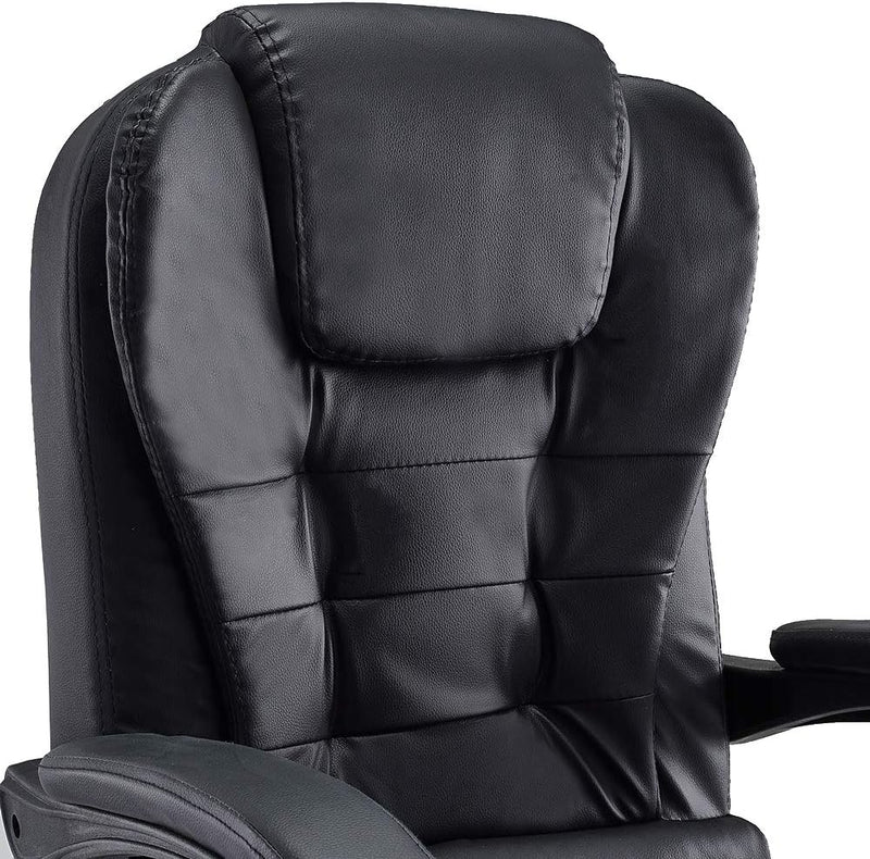 Panana Bürostuhl Heavy-Duty Executive Liegesessel mit Fussstütze aus PU-Leder Gaming-Stuhl (Schwarz)