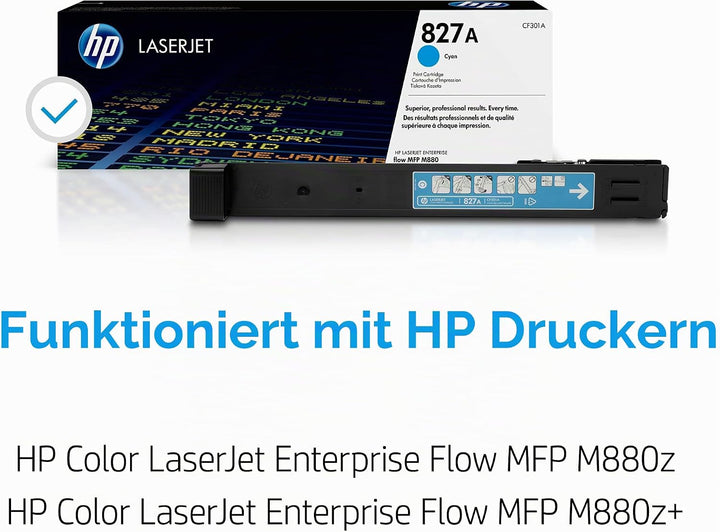 HP 827A (CF301A) Blau Original Toner für HP Color Laserjet Enterprise Flow M880 Cyan, Cyan