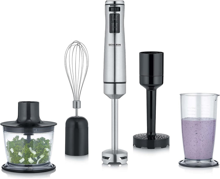 SEVERIN Stabmixer mit Premium-Set, abnehmbarer Mixstab 4-Klingen-Edelstahlmesser, mit Pürierstab, Sc
