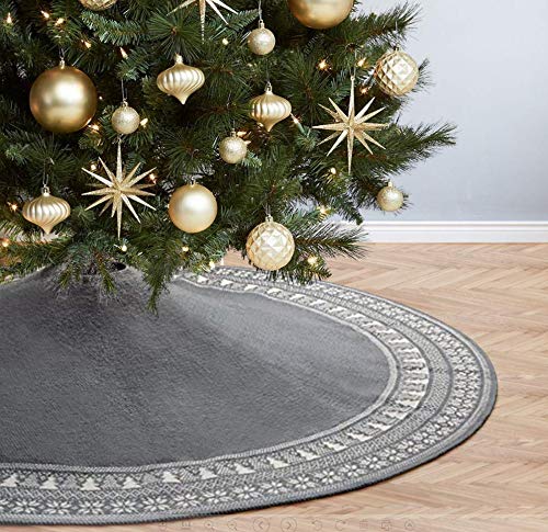 Dremisland Grosse Weihnachtsbaum Rock, 122cm Gestrickter Weihnachtsbaumdecke, Schneeflocken Baum Roc
