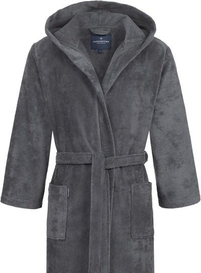 Morgenstern Bademantel Damen Herren Kapuze Frottee Baumwolle Velours Lang, XL Anthrazit-Grau