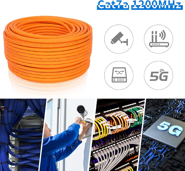 LW Electronic Verlegekabel Cat7A LAN Kabel 30m Gigabit Halogenfrei POE BauPVO Netzwerkkabel S/FTP PI