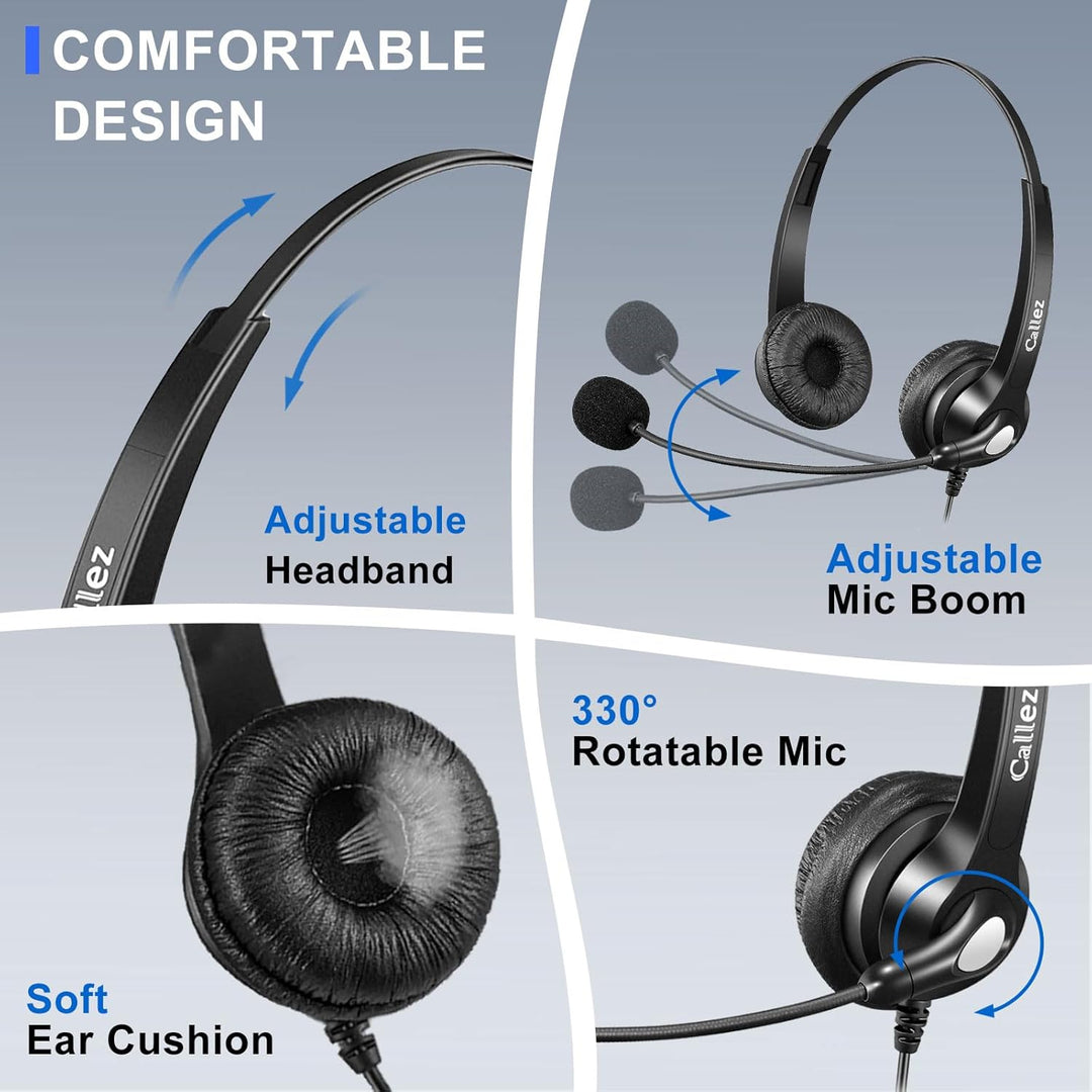 Callez 3,5mm Klinke PC Headset mit Mikrofon Noise Cancelling, Type-C Headset Handy mit Kabel für Lap