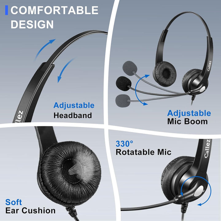 Callez 3,5mm Klinke PC Headset mit Mikrofon Noise Cancelling, Type-C Headset Handy mit Kabel für Lap