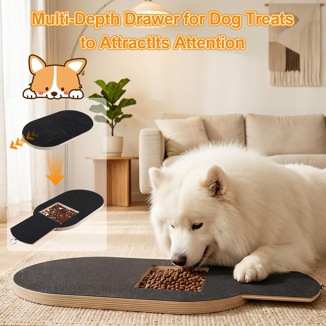 Starvortex Kratzbrett Hund, Dog Nail Scratch Board mit Snack-Box, Holz Krallenschleifer für Hunde Bo