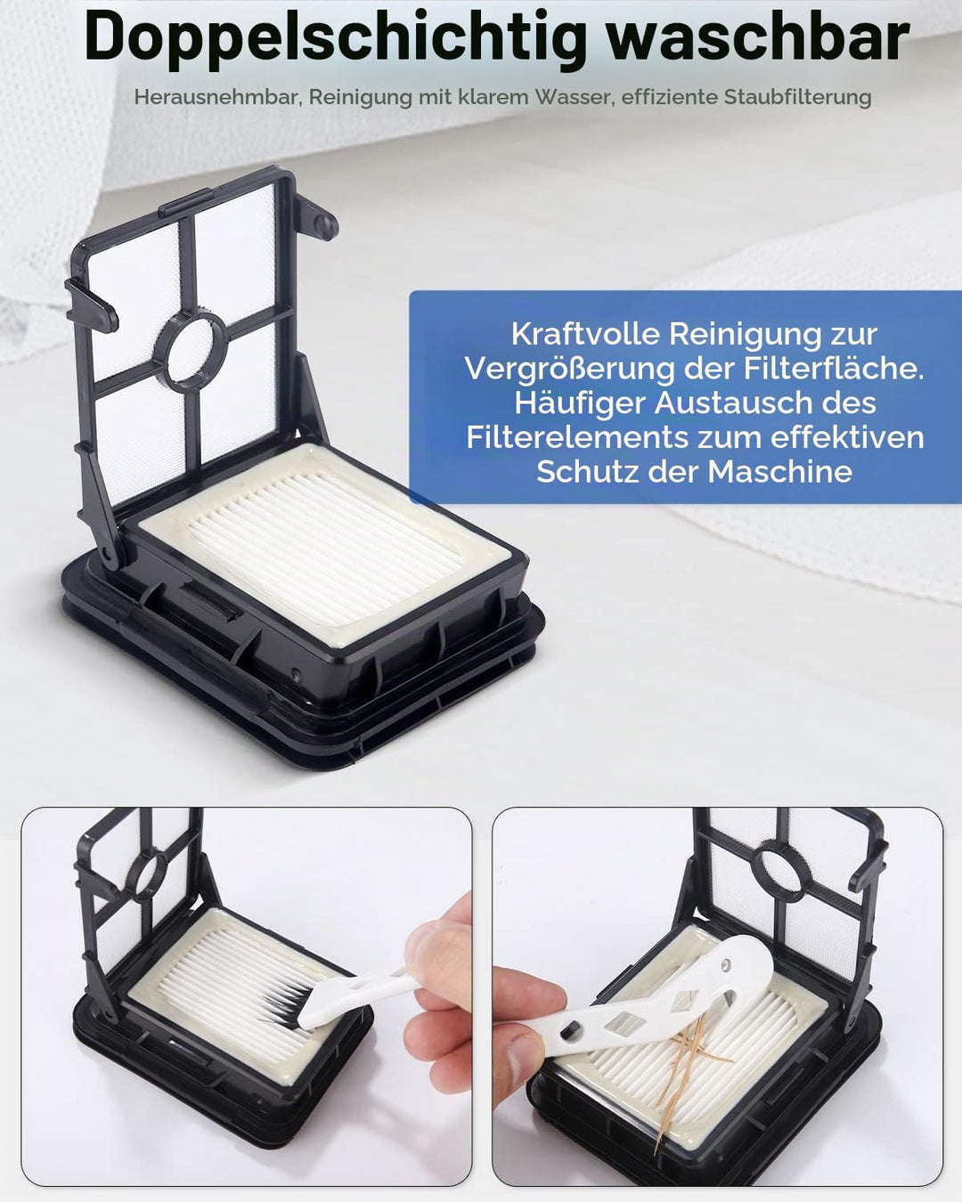 Zubehör für Bissell Crosswave 3-In-1,4 Bürstenrolle Und 5 Filter für Bissell Crosswave 3-in-1, Hartb