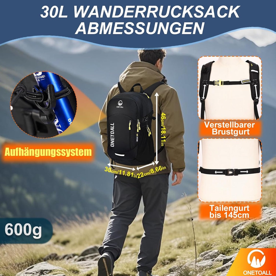 Wanderrucksack Damen, Diebstahlsicherer Tagesrucksack Damen, Wasserdichter Fahrrad Rucksack mit Rück