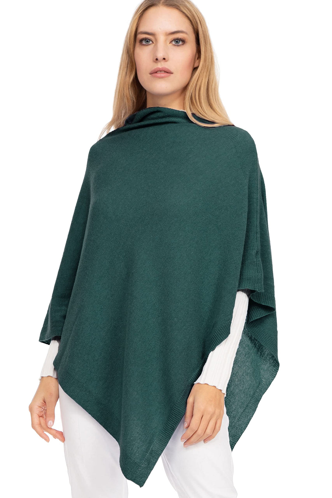 Marine Cashmere - Poncho aus Kaschmir-Mischgewebe für Damen, zart und weich, aus Kaschmir Grünesgrün