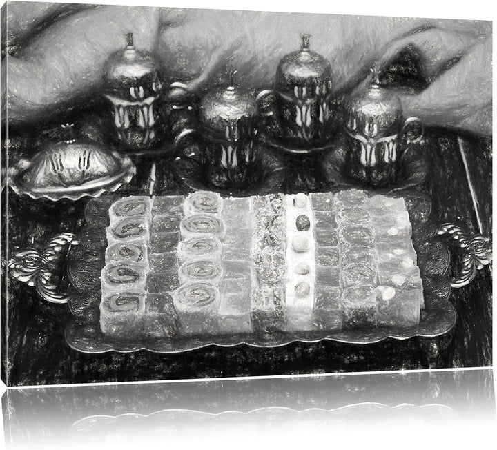Pixxprint türkische Desserts als Leinwandbild/Grösse: 100x70 cm/Wandbild/Kunstdruck/fertig bespannt,