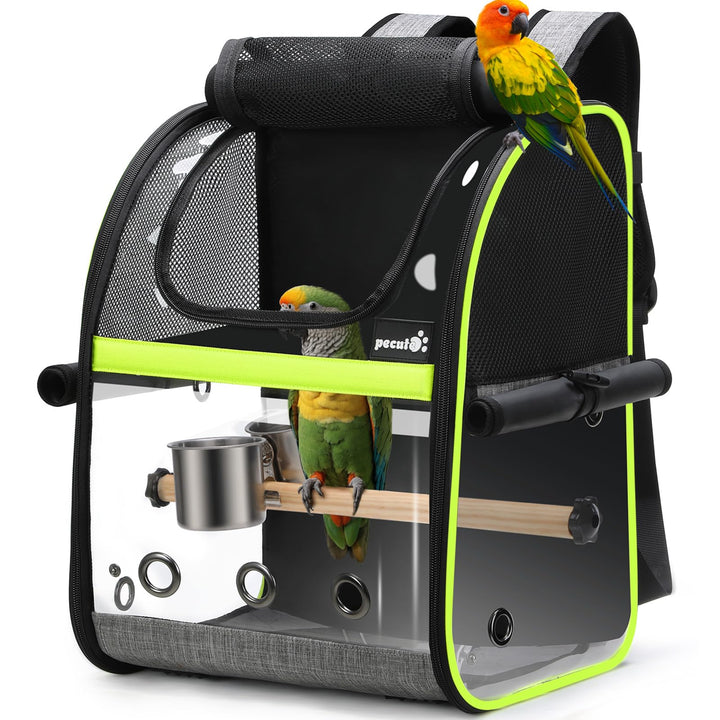 pecute Rucksack für Vögel mit Holzstab, Leichte Träger Vogel Transporttasche, Wasserdichte Papageien