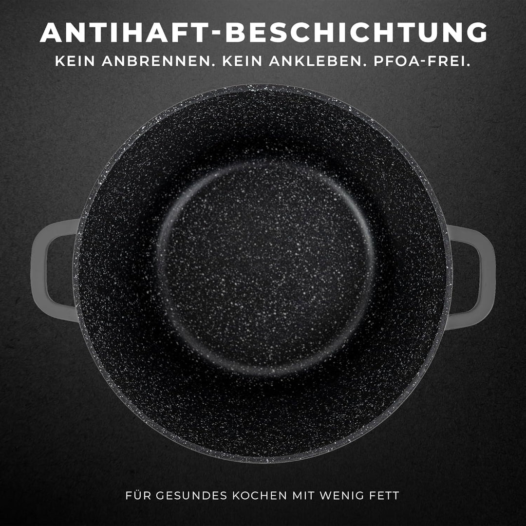 KARL HAUSMANN Aluguss Topf 24 cm 6L mit Deckel - Kochtopf Induktion, Antihaftbeschichtet mit COOKMAR