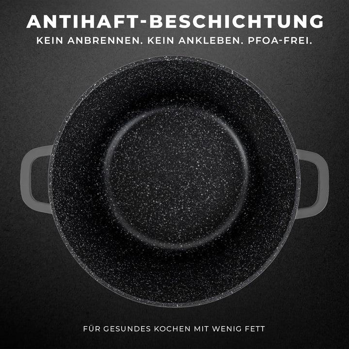 KARL HAUSMANN Aluguss Topf 24 cm 6L mit Deckel - Kochtopf Induktion, Antihaftbeschichtet mit COOKMAR