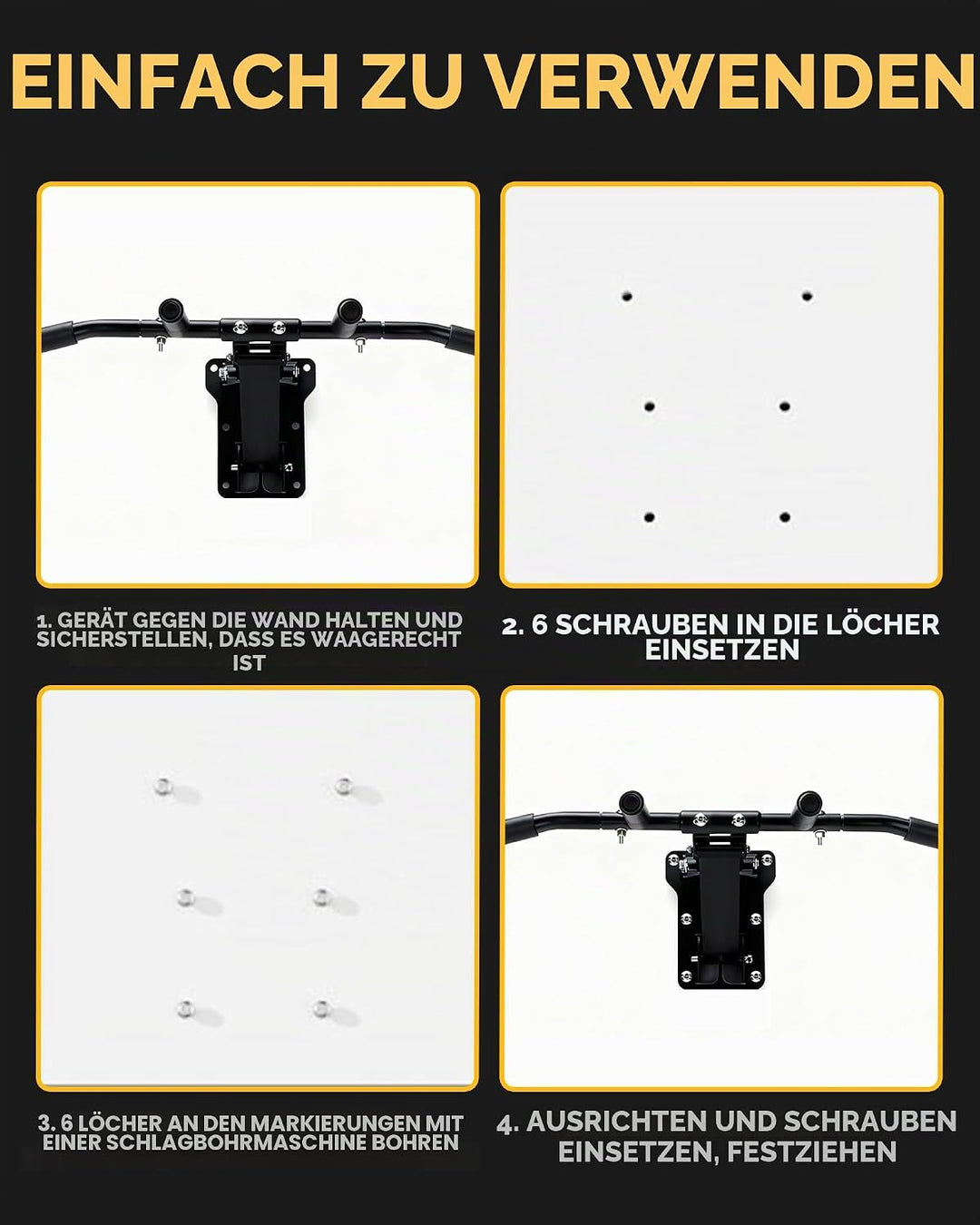 GuuG Klimmzugstange Wand Pull Up Bar: Pullup Wall Wandmontage Verstellbare Klimmzug Stange Multifunk