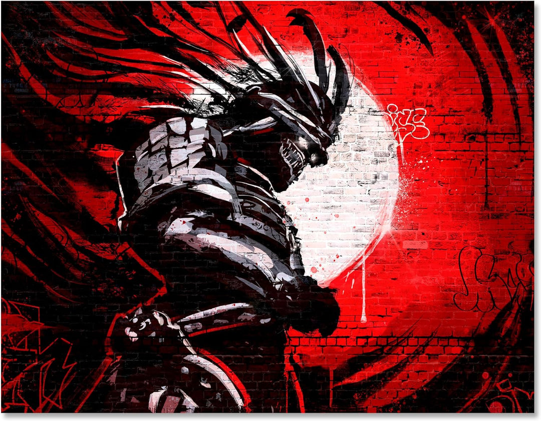 wandmotiv24 Leinwandbild Kämpfer und Krieger, 80x60cm, Querformat, Samurai, Deko, Bilder auf Leinwan