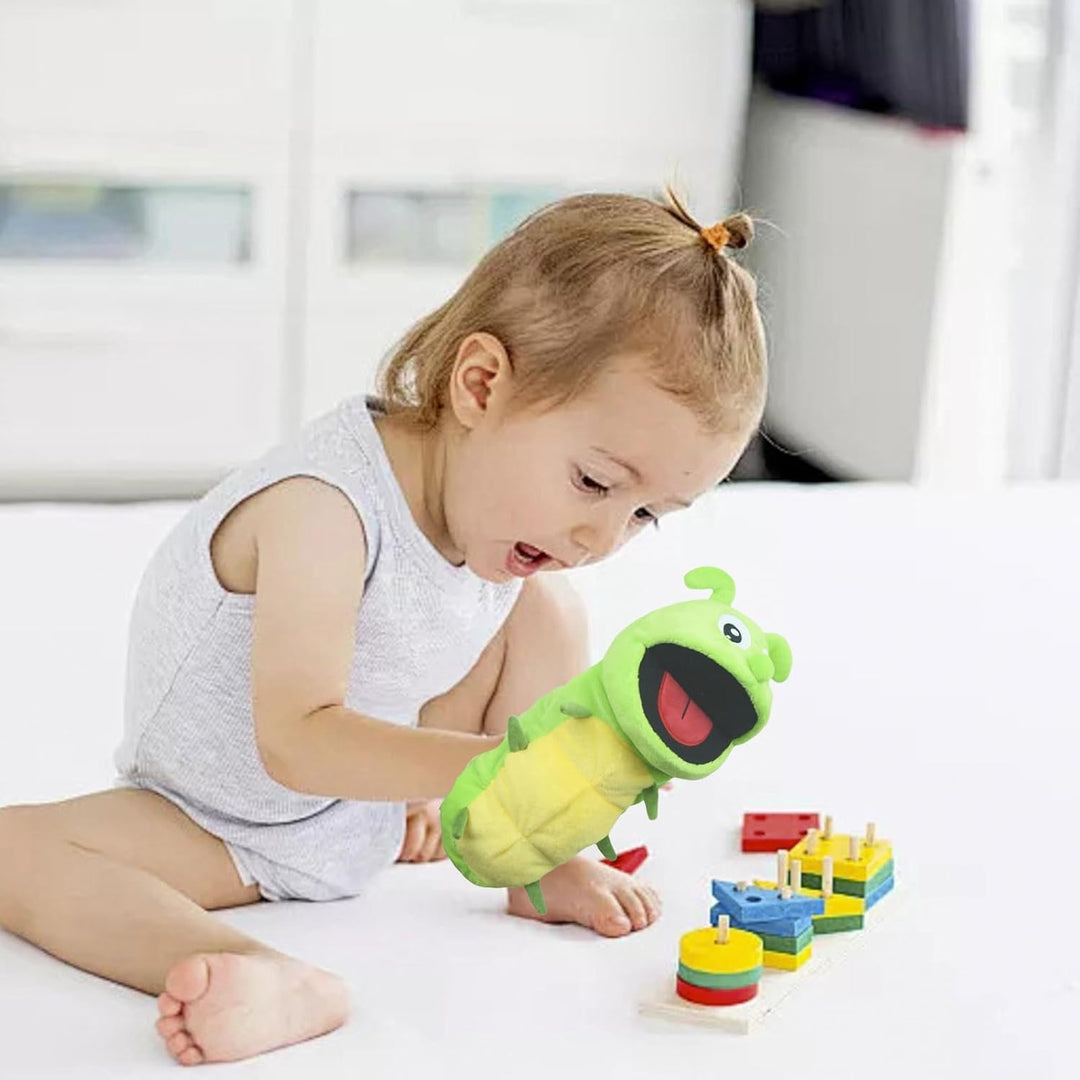 lilizzhoumax Handpuppe Raupe Kuscheltier Tier Raupe Handpuppe aus Plüsch Kawaii Niedliches Rollenspi
