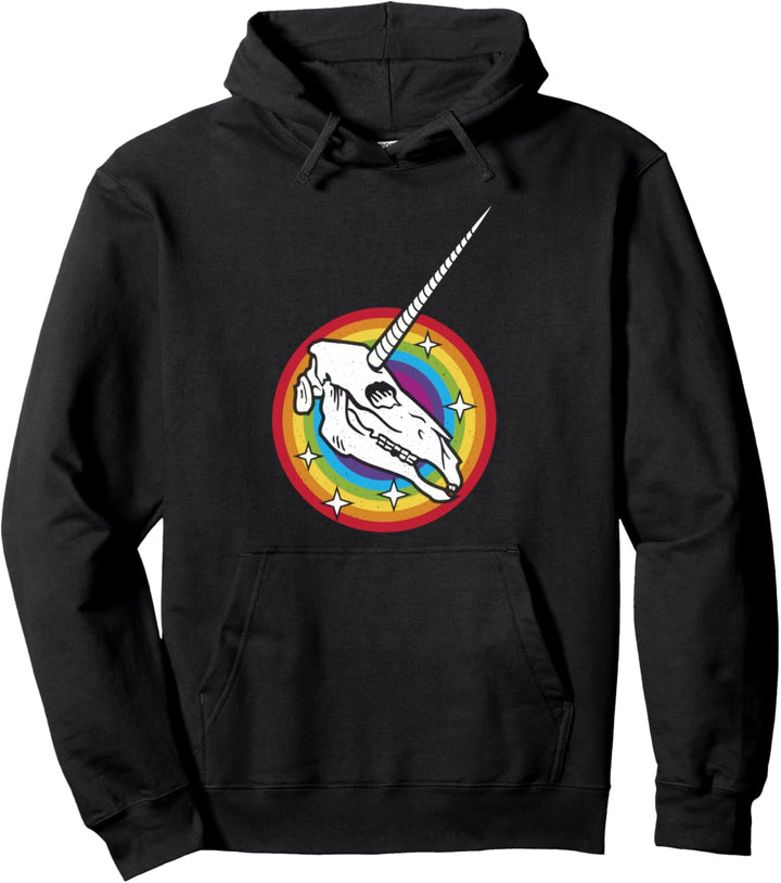 Unicorn rainbow skull - funny humor joke Pullover Hoodie