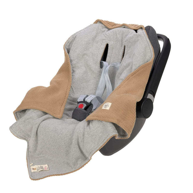 LÄSSIG Baby Strickdecke für Autositz Autositzdecke Einschlagdecke Babyschale 100% Bio-Baumwolle GOTS