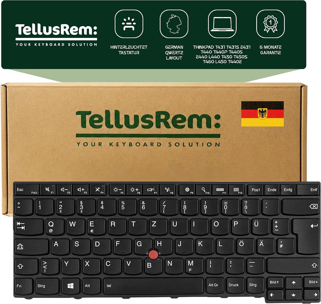TellusRem ersatztastatur Deutsche Hintergrundbeleuchtung für Lenovo Thinkpad T431 T431S E431 T440 T4