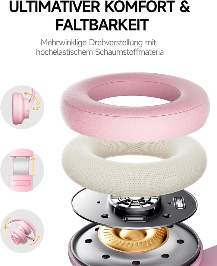 Picun B8 Kopfhörer, kabellos, Bluetooth, 120H Bluetooth-Kopfhörer über Ohr mit 3EQ-Musikmodi, Freisp