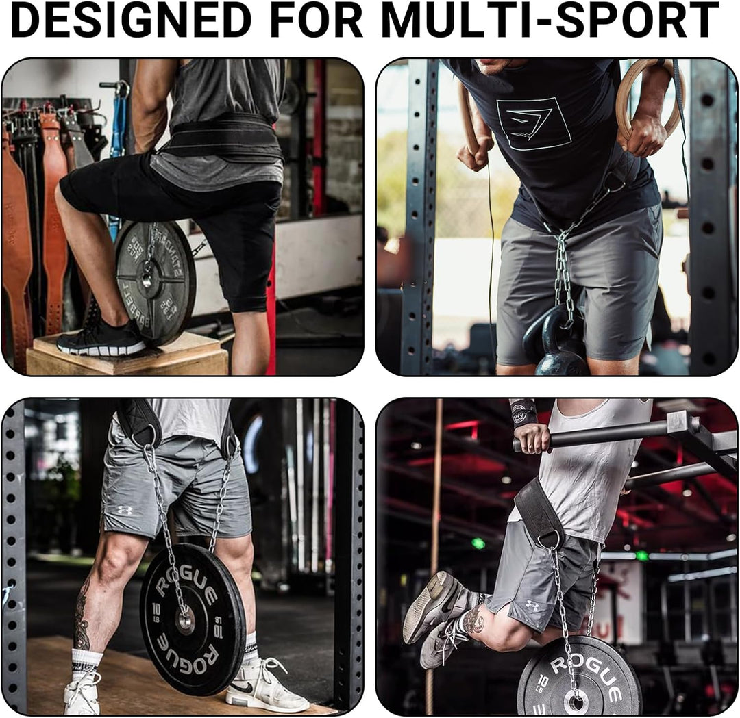 Dip-Gürtel mit Kette für Gewichtheben, Klimmzuggürtel, Fitnessstudio, Gewichthebergürtel für Powerli