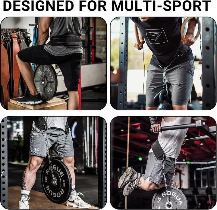Dip-Gürtel mit Kette für Gewichtheben, Klimmzuggürtel, Fitnessstudio, Gewichthebergürtel für Powerli