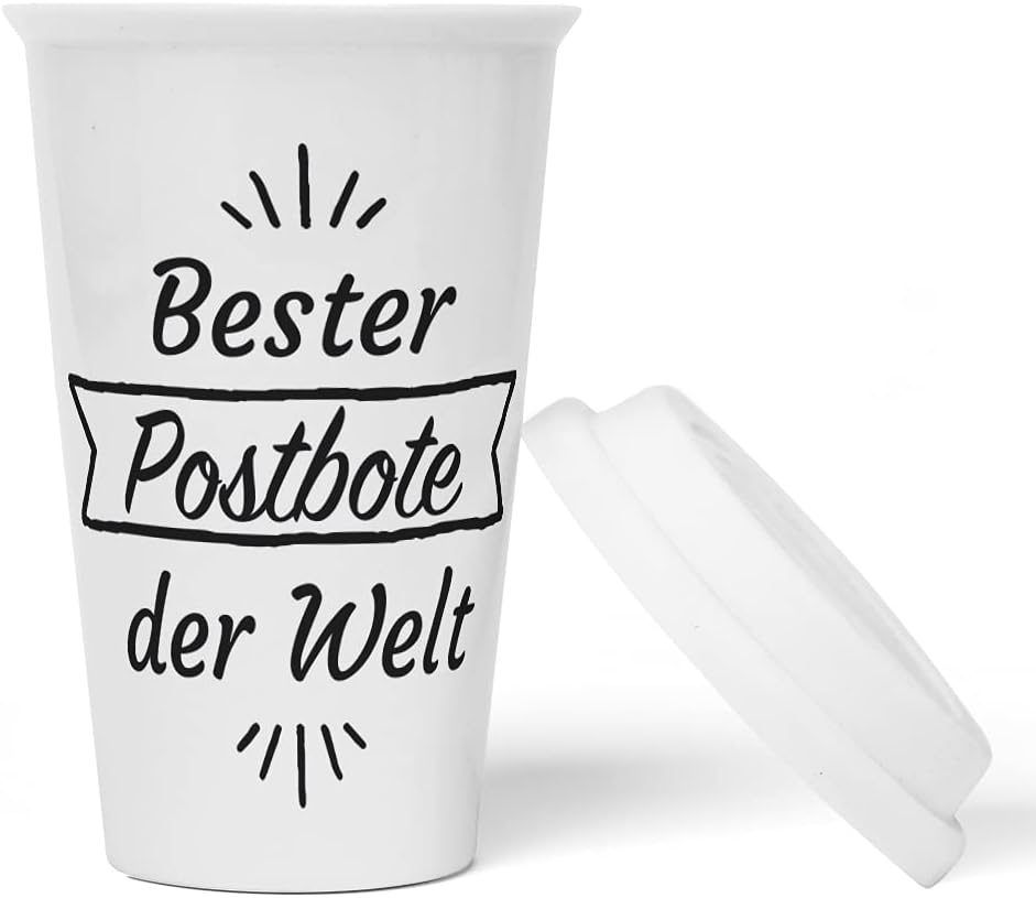 JUNIWORDS To-Go Becher mit Deckel, Bester Postbote der Welt (1002507)