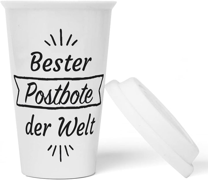 JUNIWORDS To-Go Becher mit Deckel, Bester Postbote der Welt (1002507)
